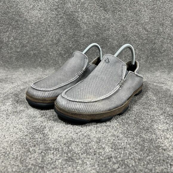 Olukai Moloa Kapa Men's Sz 8 Gray Woven Textile Canvas Slip On Loafer Shoes Used - Picture 4 of 11